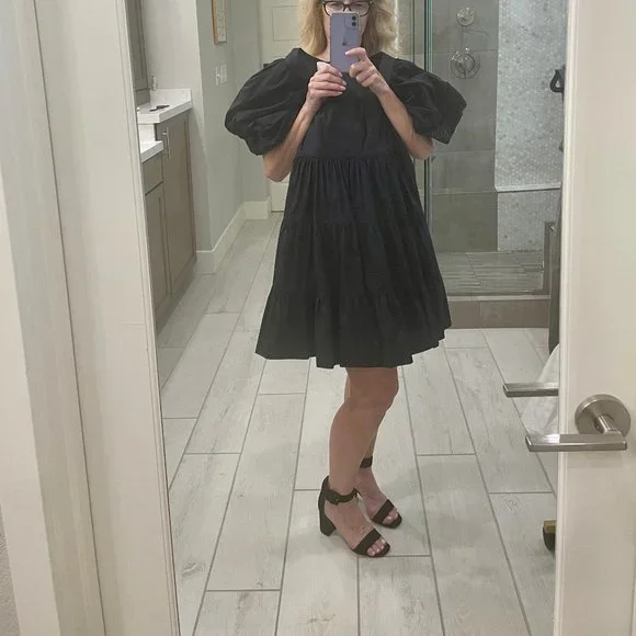 CINQ A SEPT ETHEL A-LINE BABYDOLL DRESS NAVY BLUE SIZE 2 NWT - Picture 12 of 16